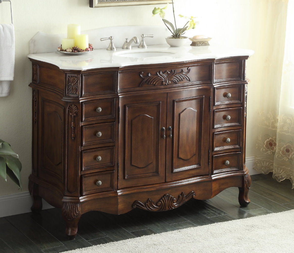 Adelina 48 Inch Old Fashioned Antique Look Bathroom Vanity with proportions 1163 X 1001