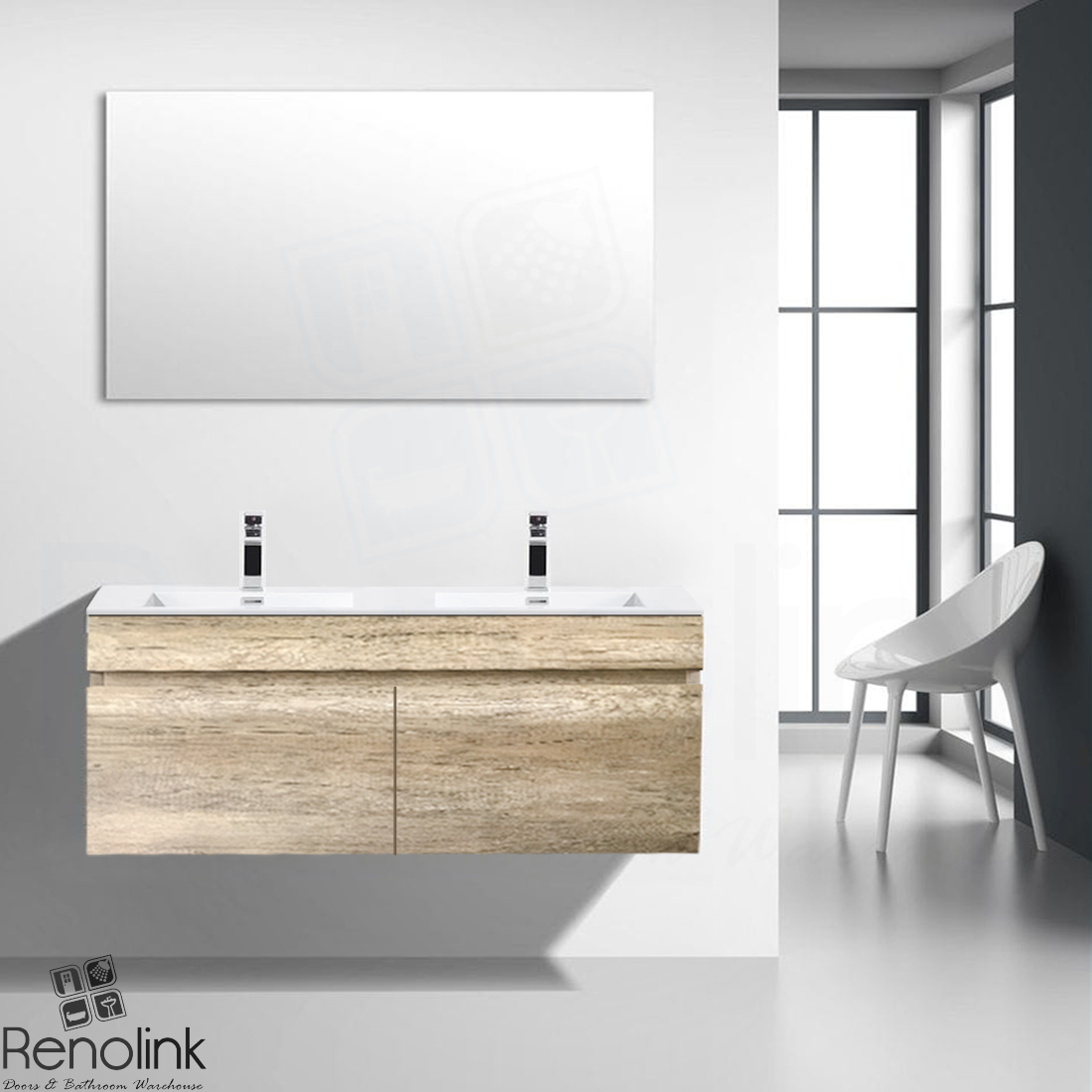 Alana Wall Hung 1200mm Natural Oak Bathroom Vanity Double within proportions 1100 X 1100