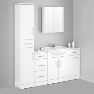 Alaska Bathroom Furniture Pack 5 Piece White Gloss with proportions 1200 X 1200