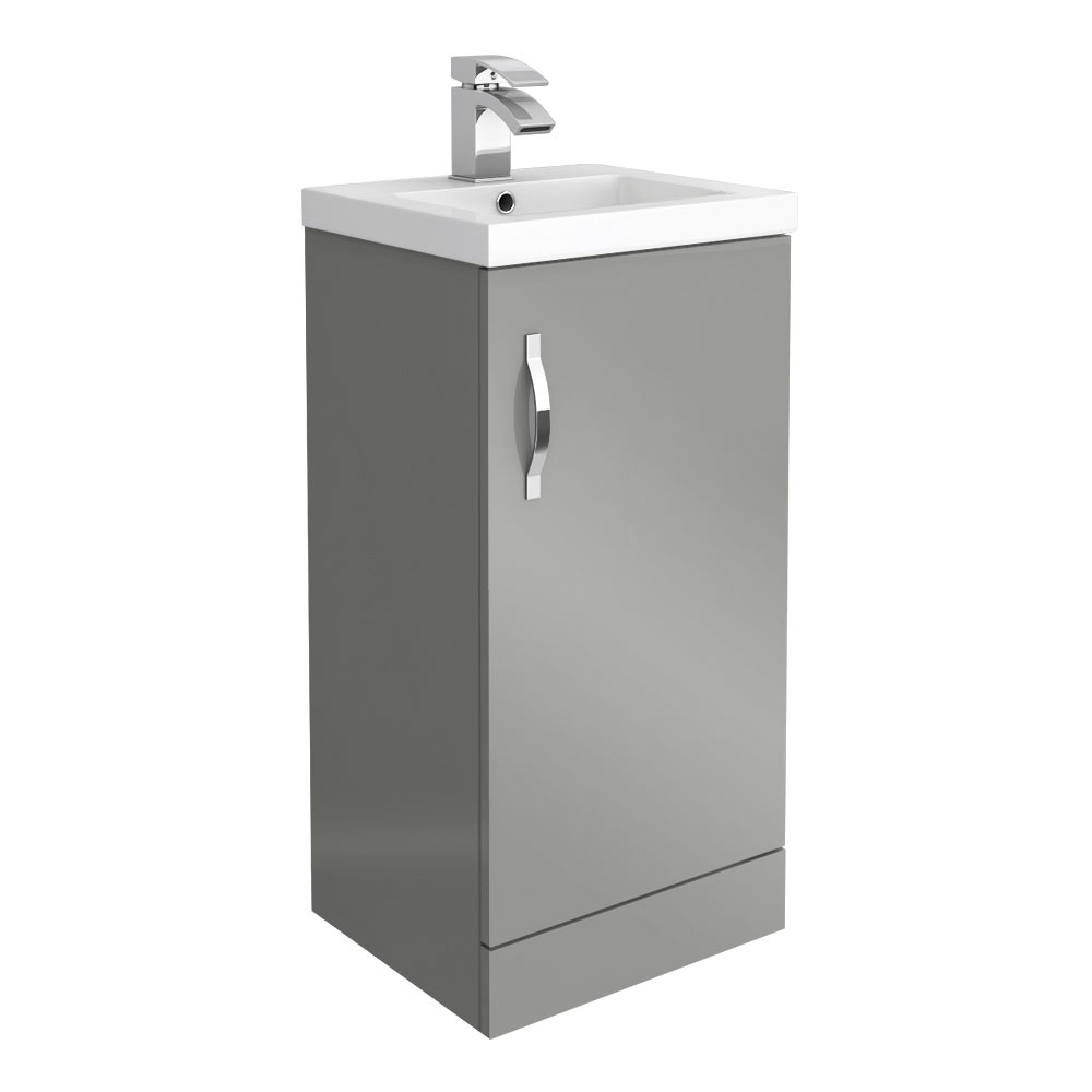 Apollo2 405mm Floor Standing Vanity Unit Gloss Grey Depth 360mm with regard to measurements 1000 X 1000