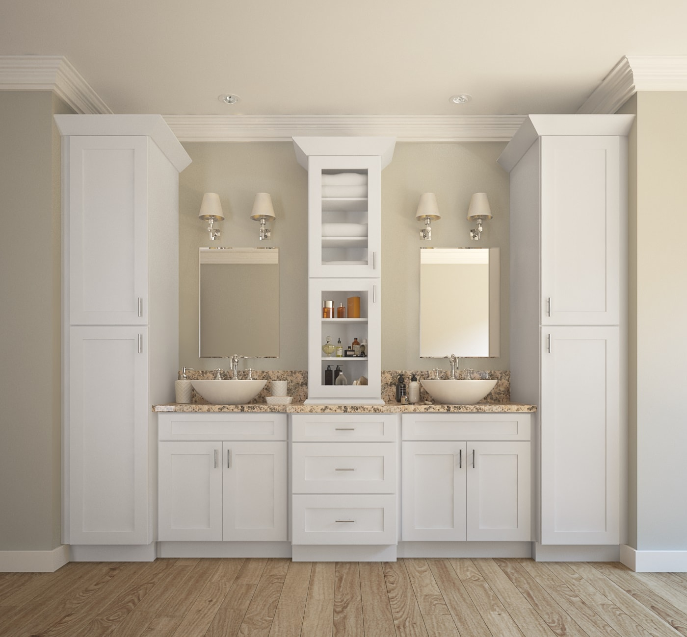 Aspen White Shaker Ready To Assemble Bathroom Vanities Cabinets for proportions 1400 X 1300