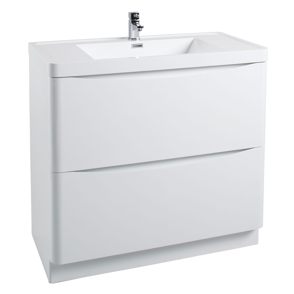 Bali Gloss White Vanity Unit 900mm within dimensions 1000 X 1000