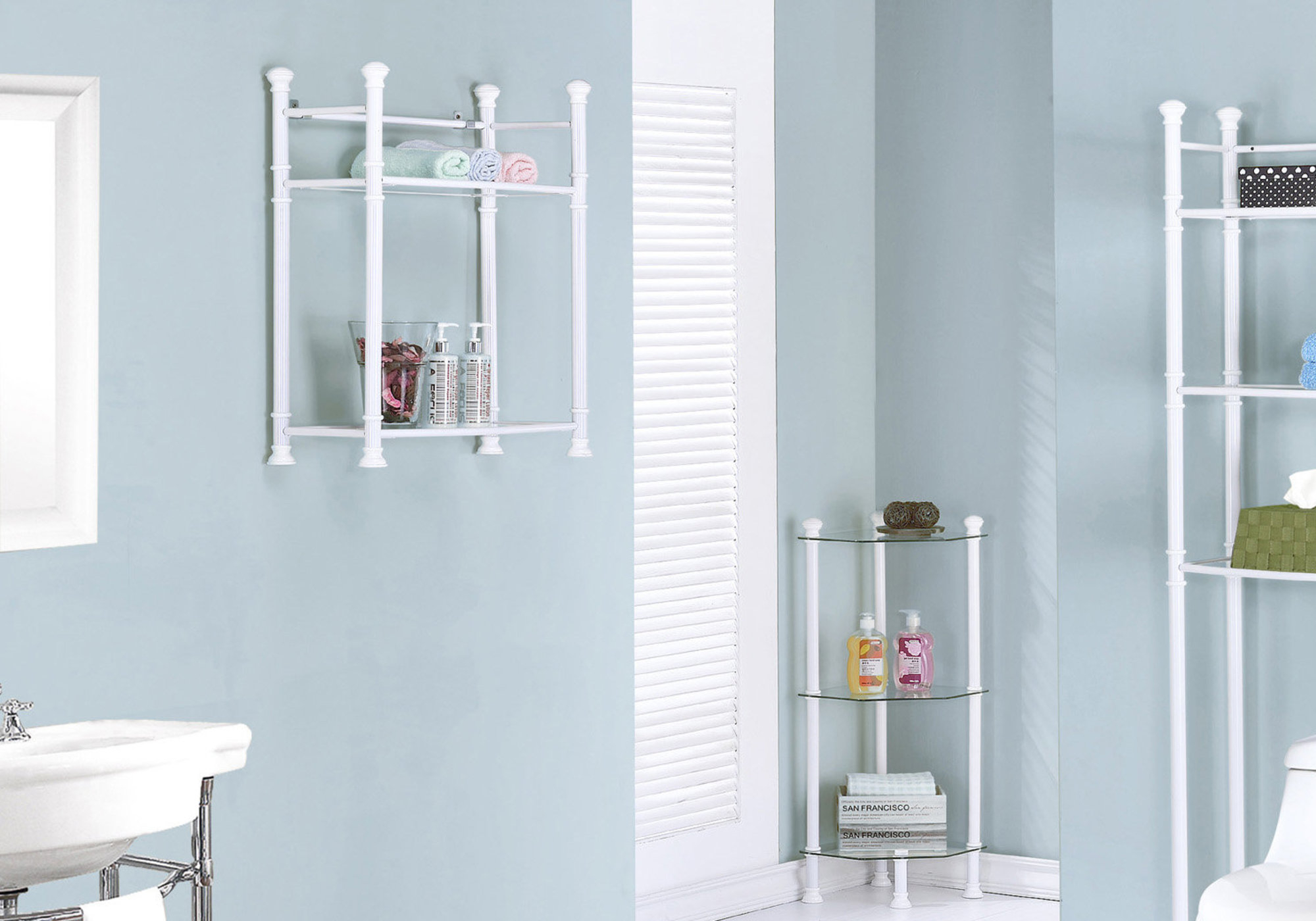 Bathroom Accent 26h White Metal With Tempered Glass Victoria pertaining to sizing 2000 X 1400