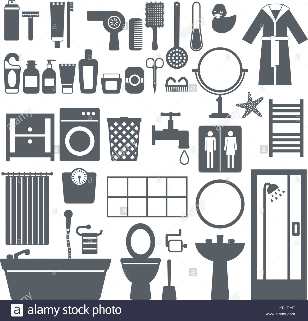 Bathroom Furniture Accessories And Cosmetics Silhouette Icons Stock pertaining to dimensions 1300 X 1353