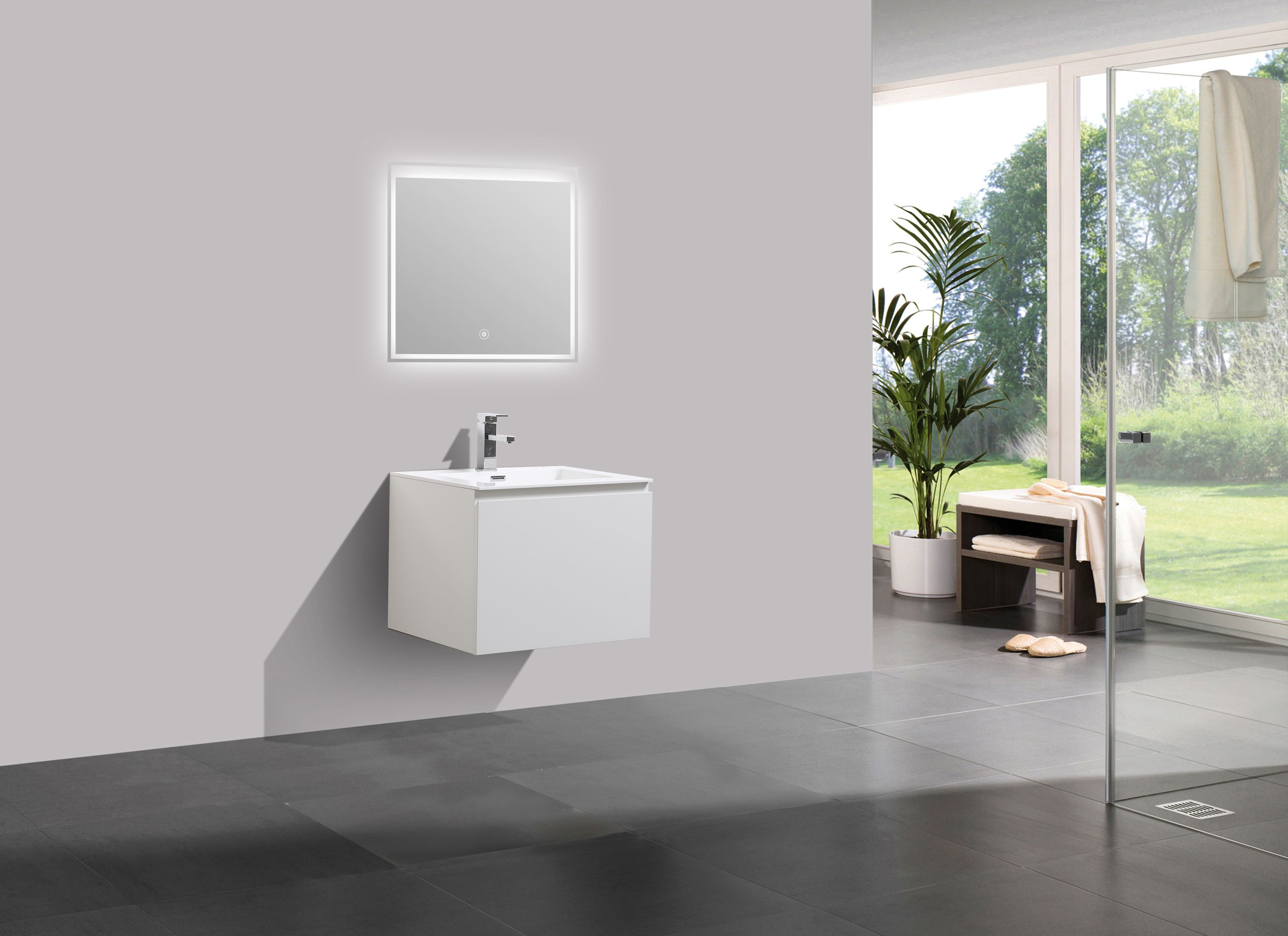 Bathroom Furniture Set Alice 600 Glossy White Optional Mirror intended for dimensions 3000 X 2181