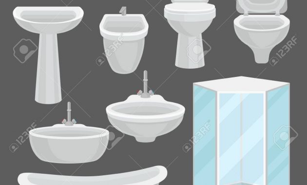 Bathroom Furniture Set Interior Elements And Lavatory Equipment with measurements 1300 X 1300