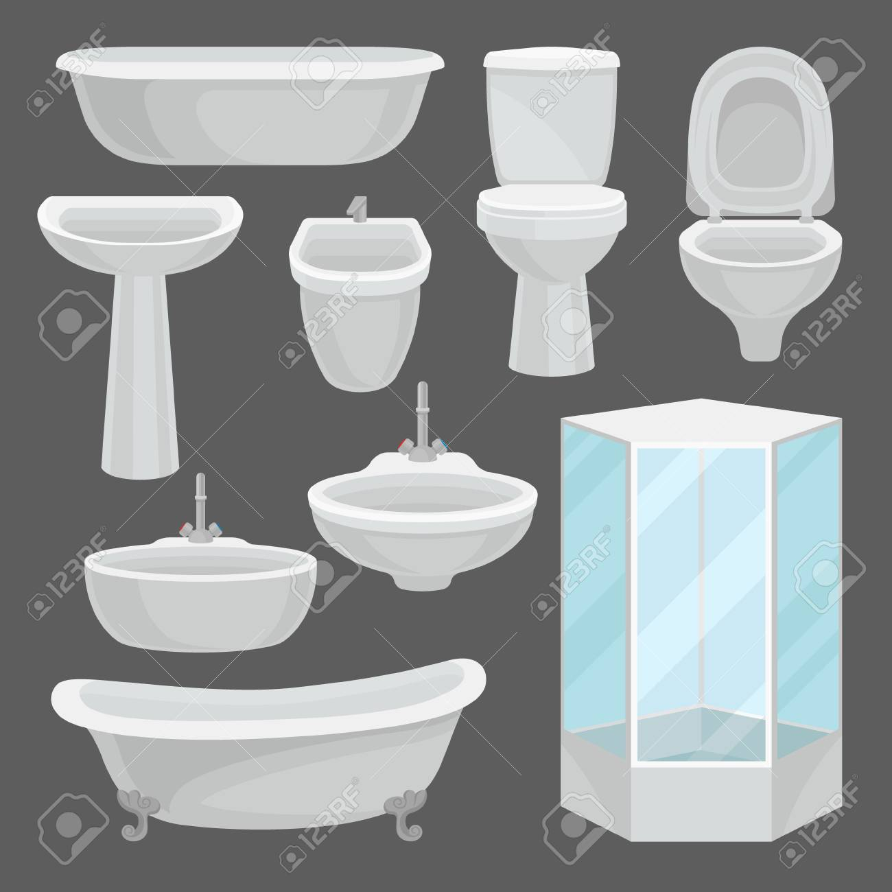 Bathroom Furniture Set Interior Elements And Lavatory Equipment with measurements 1300 X 1300