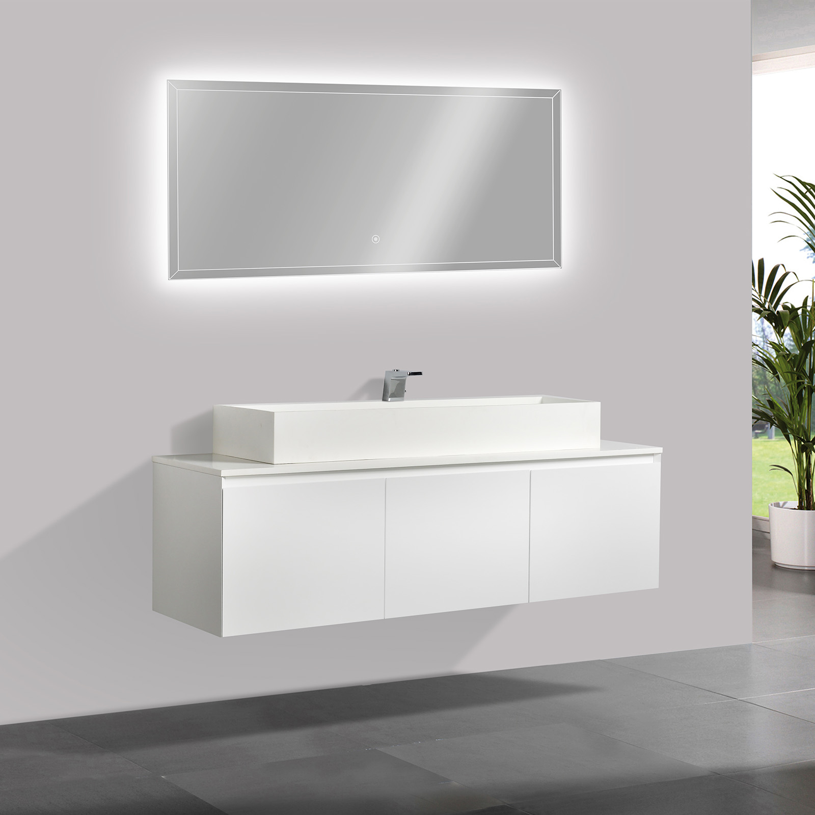 Bathroom Furniture Set Luna 1600 Matte White Solid Surface for measurements 1600 X 1600