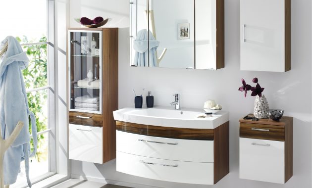 Bathroom Furniture Set Malema 100cm Walnut White With Rounded Front with sizing 5440 X 4080