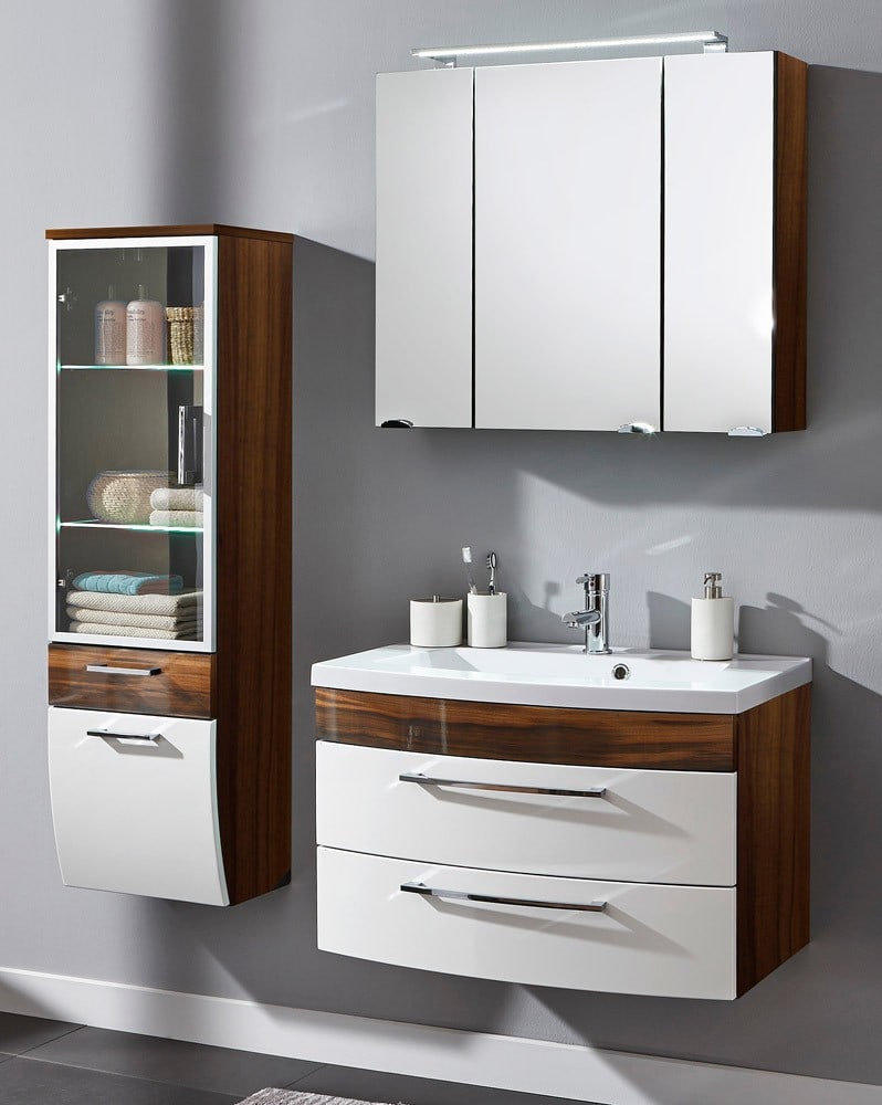 Bathroom Furniture Set Malema 80cm Walnut White With Rounded Front 4 with proportions 798 X 1000