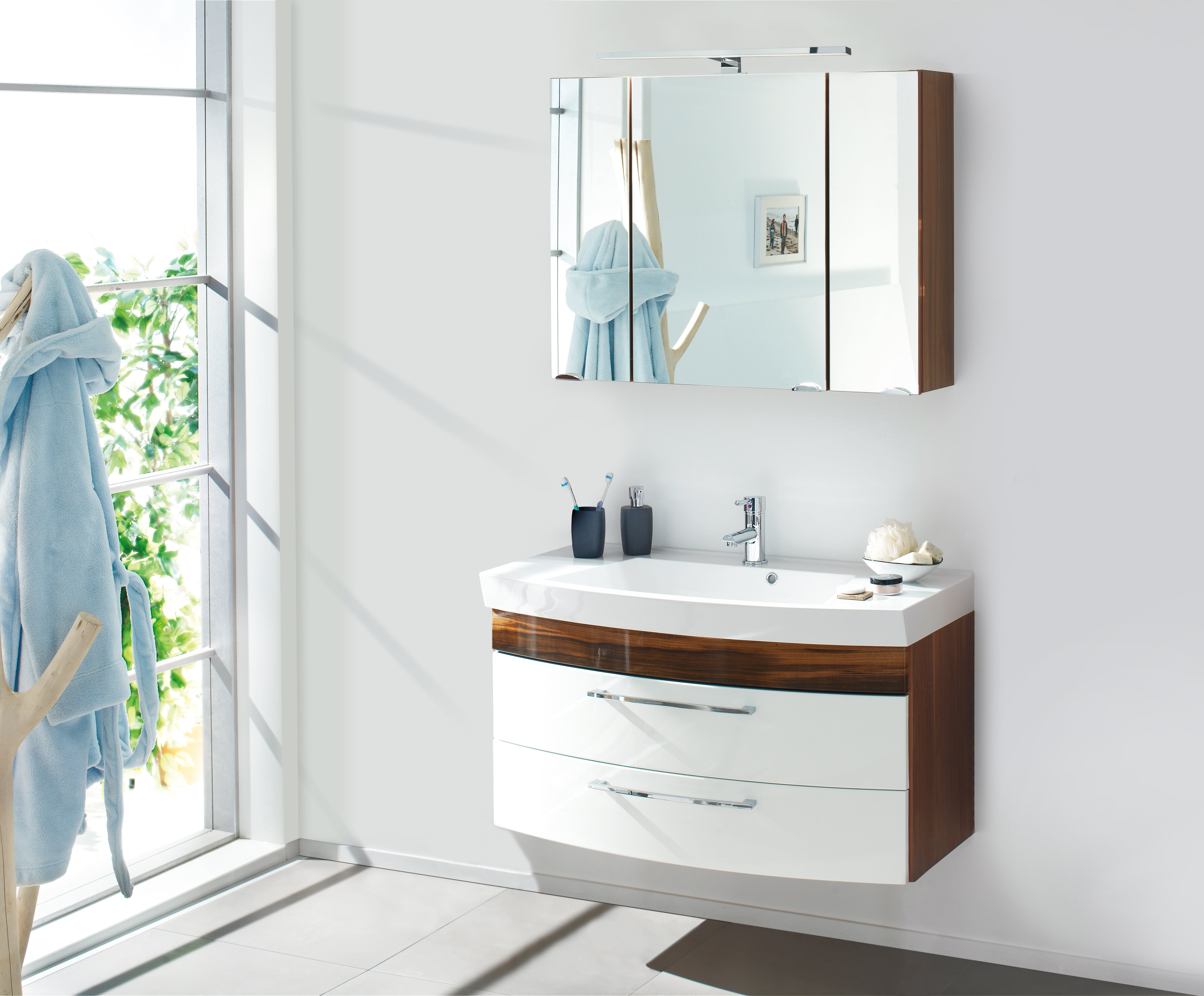 Bathroom Furniture Set Malema Walnut White Highgloss With Rounded regarding size 4934 X 4080