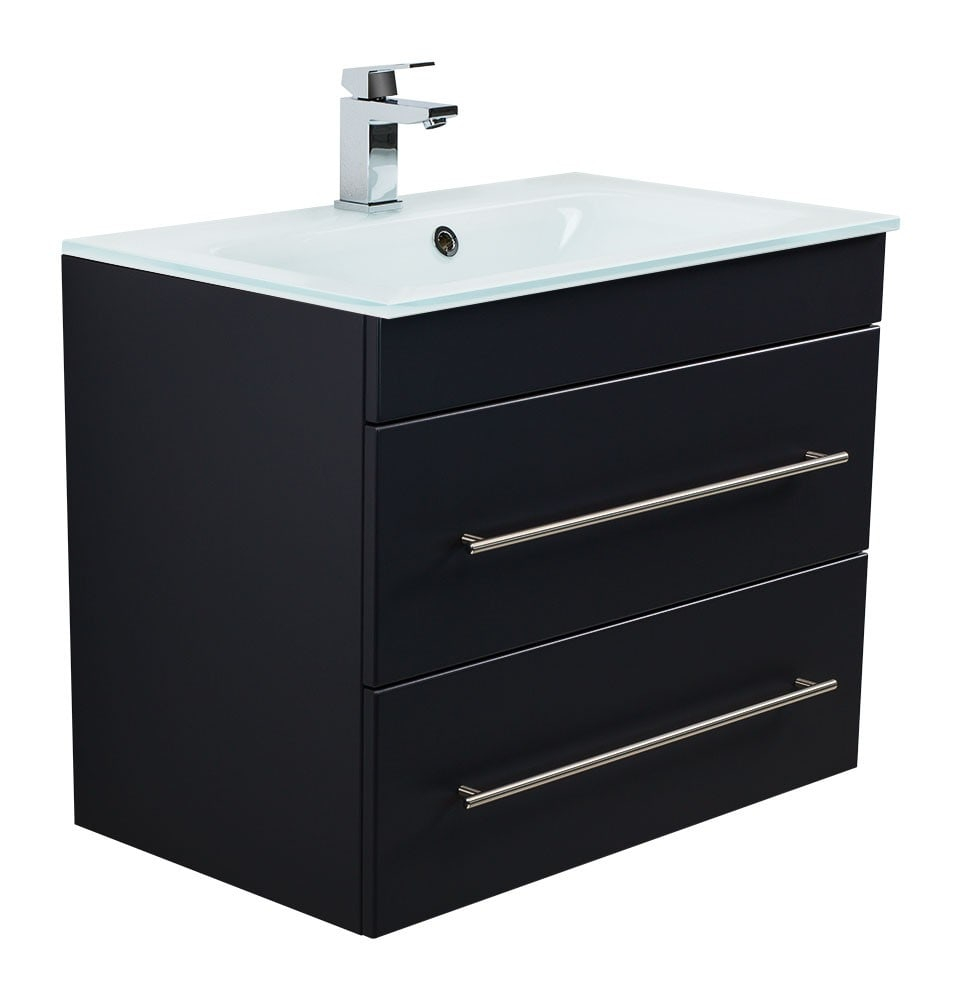 Bathroom Furniture Vitro 750 With Glass Basin Vanity Unit Black Semi intended for measurements 962 X 1000