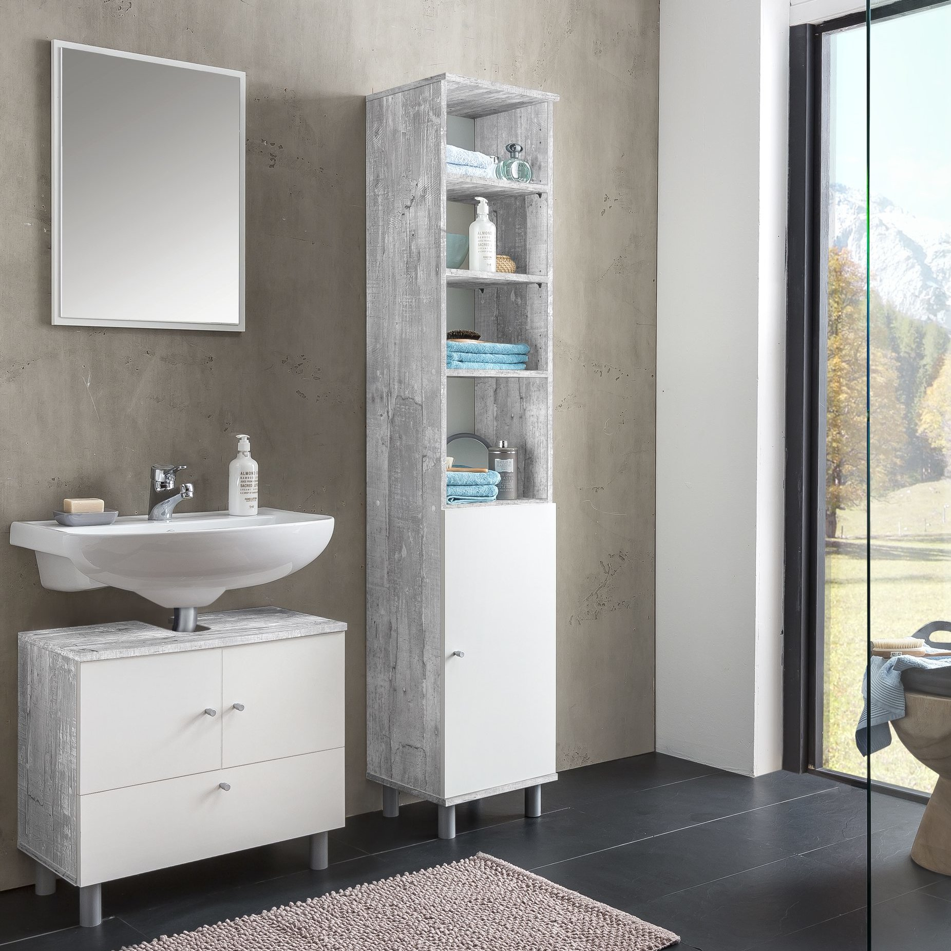 Belfry Bathroom Charnley 3 Piece Bathroom Furniture Set With Mirror throughout proportions 1852 X 1852