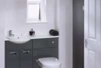 Black And White Bathroom With Fitted Furniture And White Fixtures in dimensions 1024 X 1364