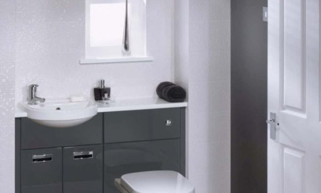 Black And White Bathroom With Fitted Furniture And White Fixtures in dimensions 1024 X 1364