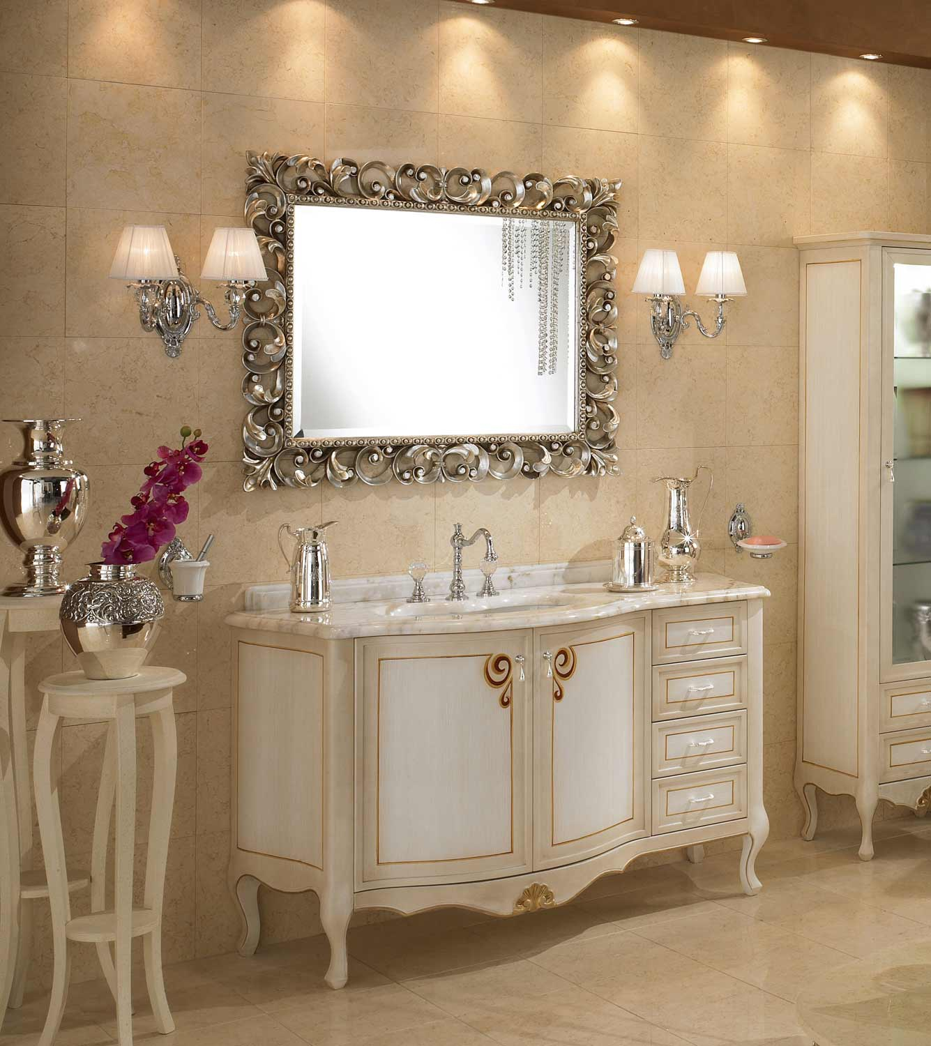 Classic Bathroom Composition In Silver Leaf And Afyon Marble Gold in dimensions 1335 X 1500
