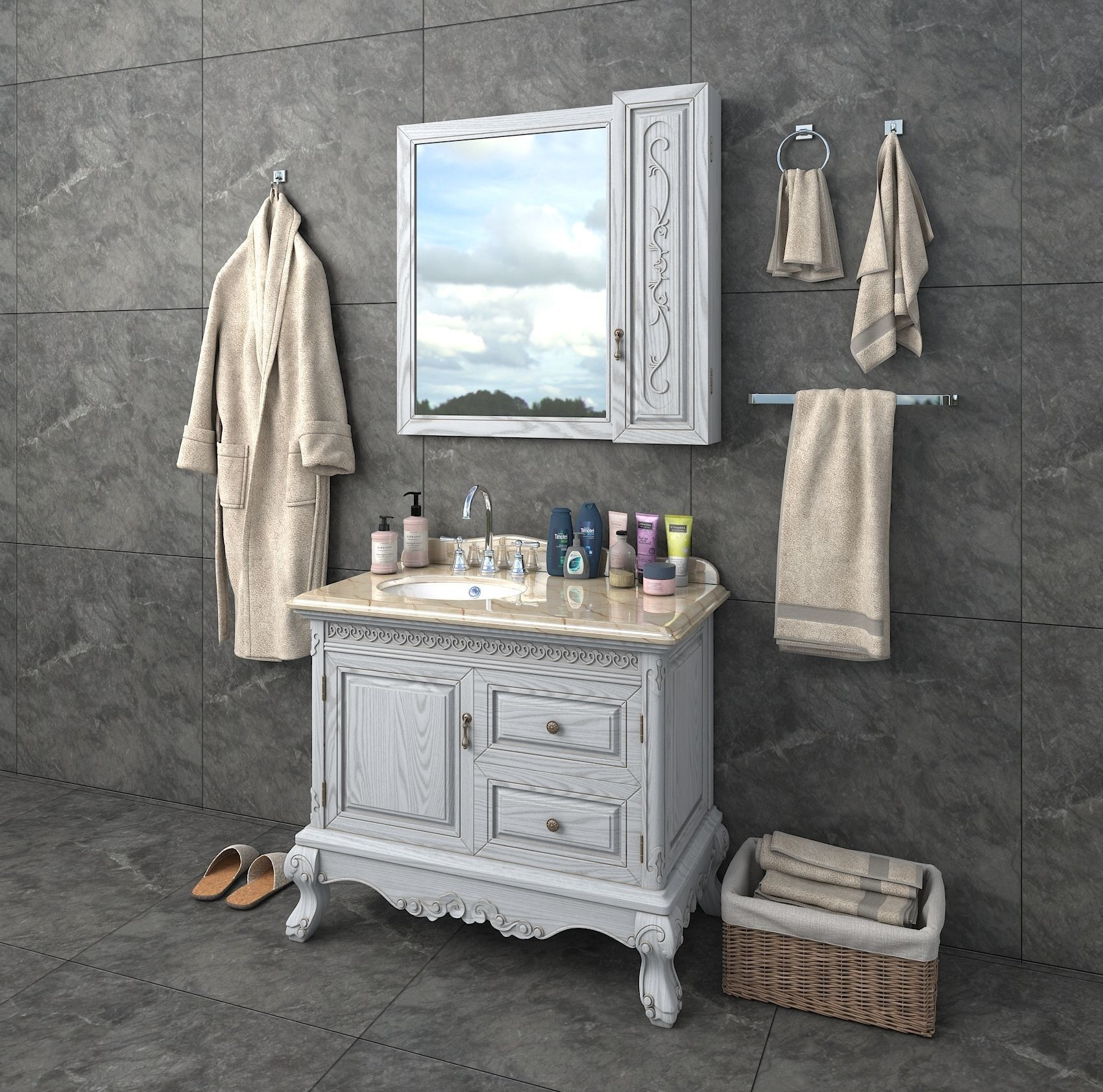 Classic Bathroom Furniture 3d Cgtrader regarding size 1700 X 1683