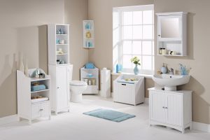 Colonial White Wood Bathroom Furniture Cupboards Storage regarding sizing 3000 X 1995