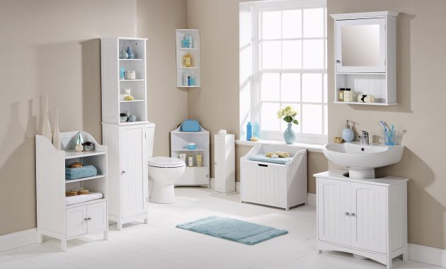 Colonial White Wood Bathroom Furniture Cupboards Storage regarding sizing 3000 X 1995