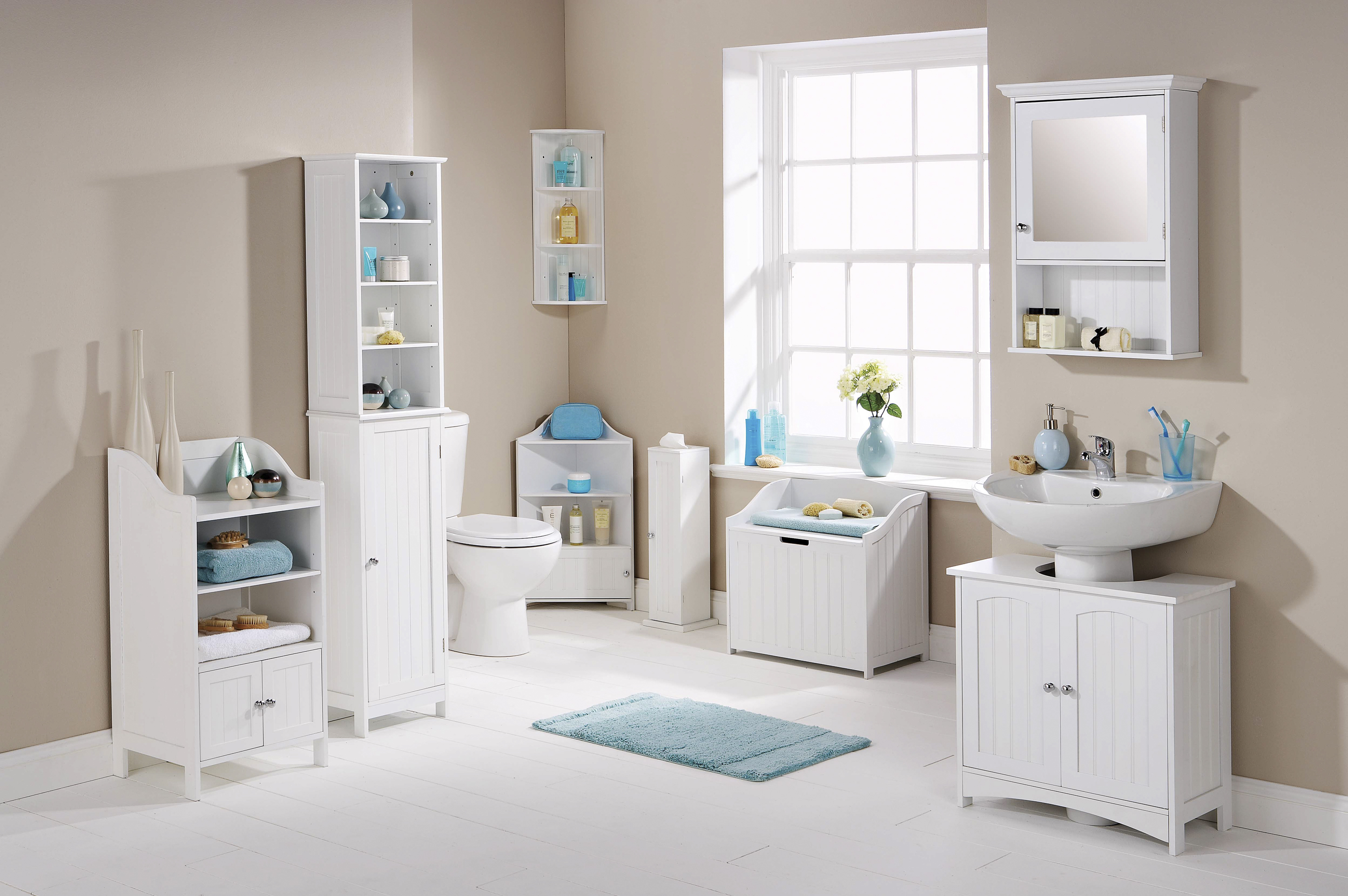 Colonial White Wood Bathroom Furniture Cupboards Storage throughout dimensions 3000 X 1995