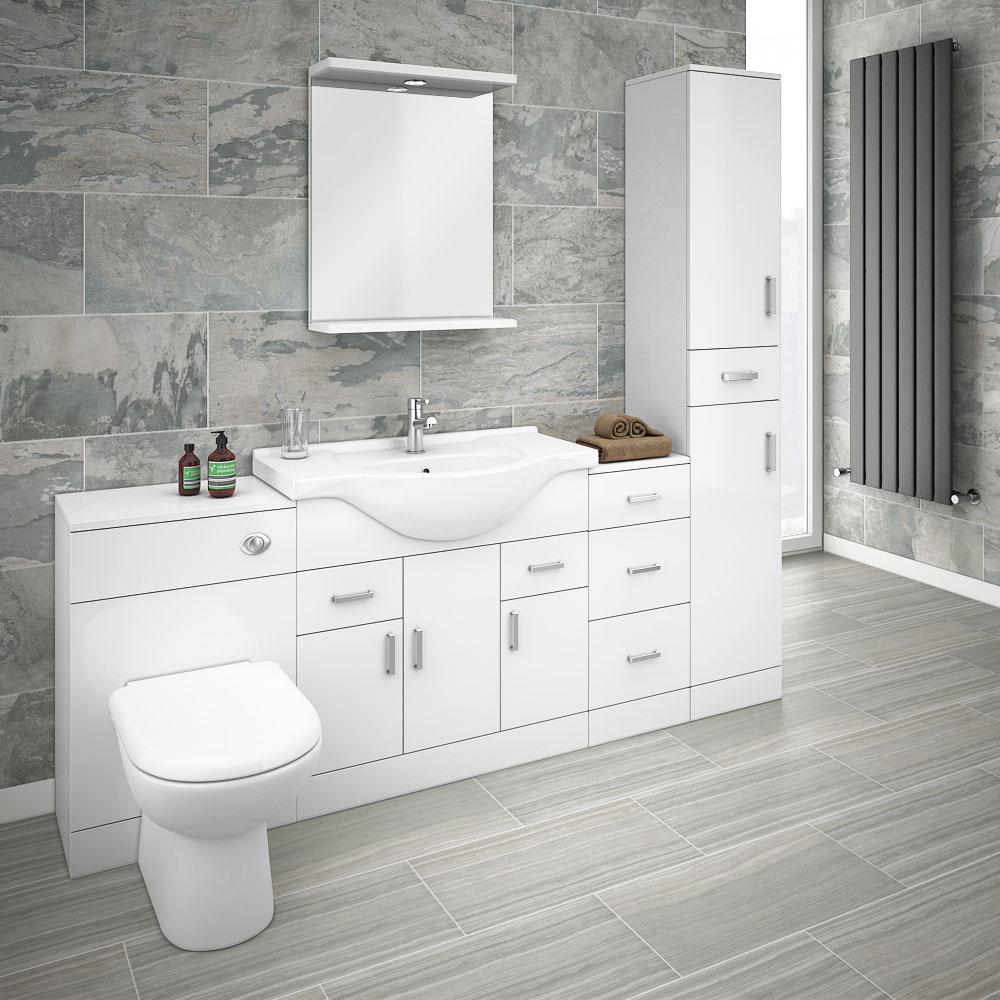 Cove 2020mm Bathroom Furniture Pack High Gloss White Depth 330mm pertaining to measurements 1000 X 1000