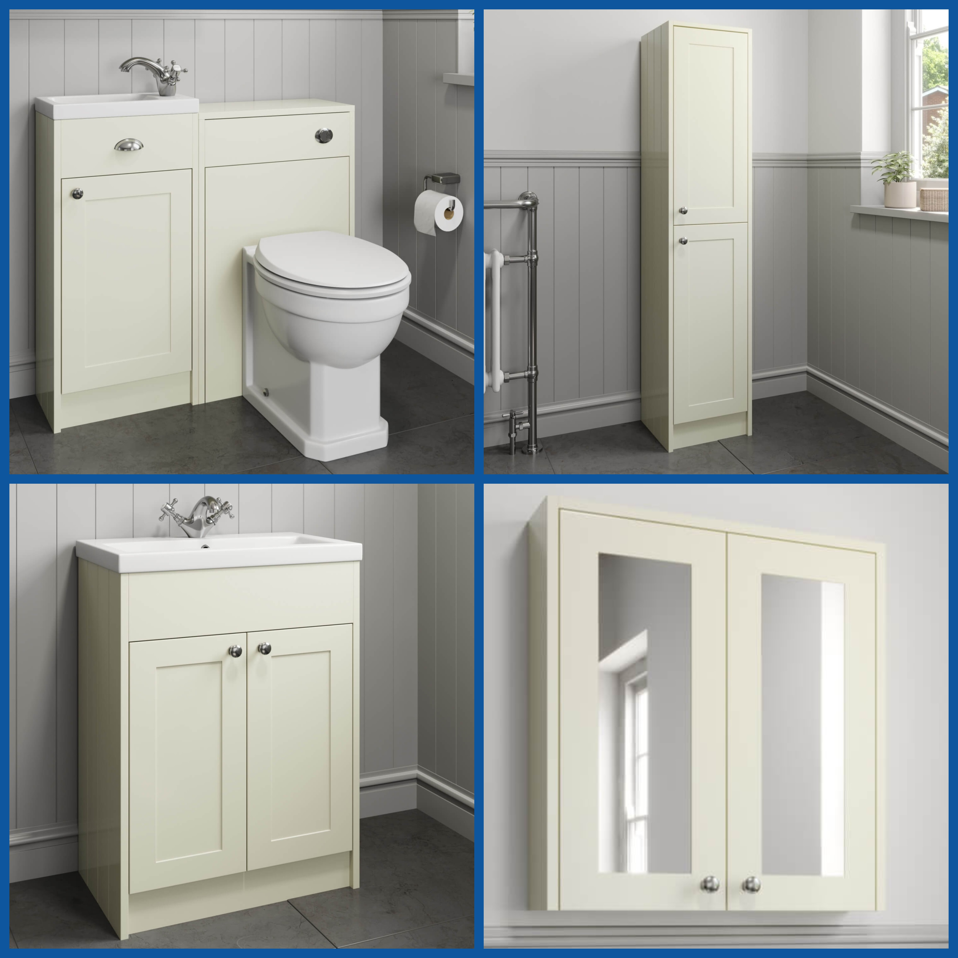 Cream Traditional Bathroom Furniture Vanity Unit Toilet Mirror pertaining to size 3264 X 3264