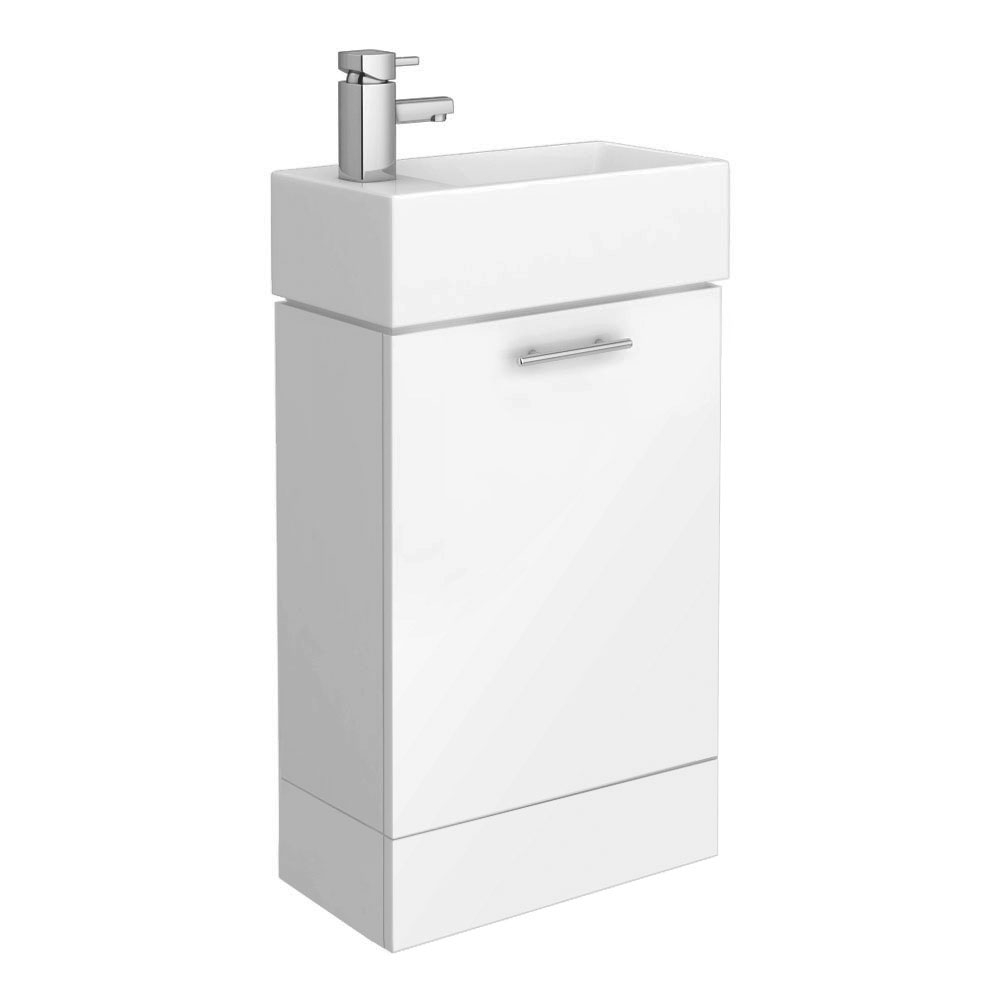 Cubix High Gloss White Vanity Unit W Ceramic Basin W480 X D230mm for sizing 1000 X 1000