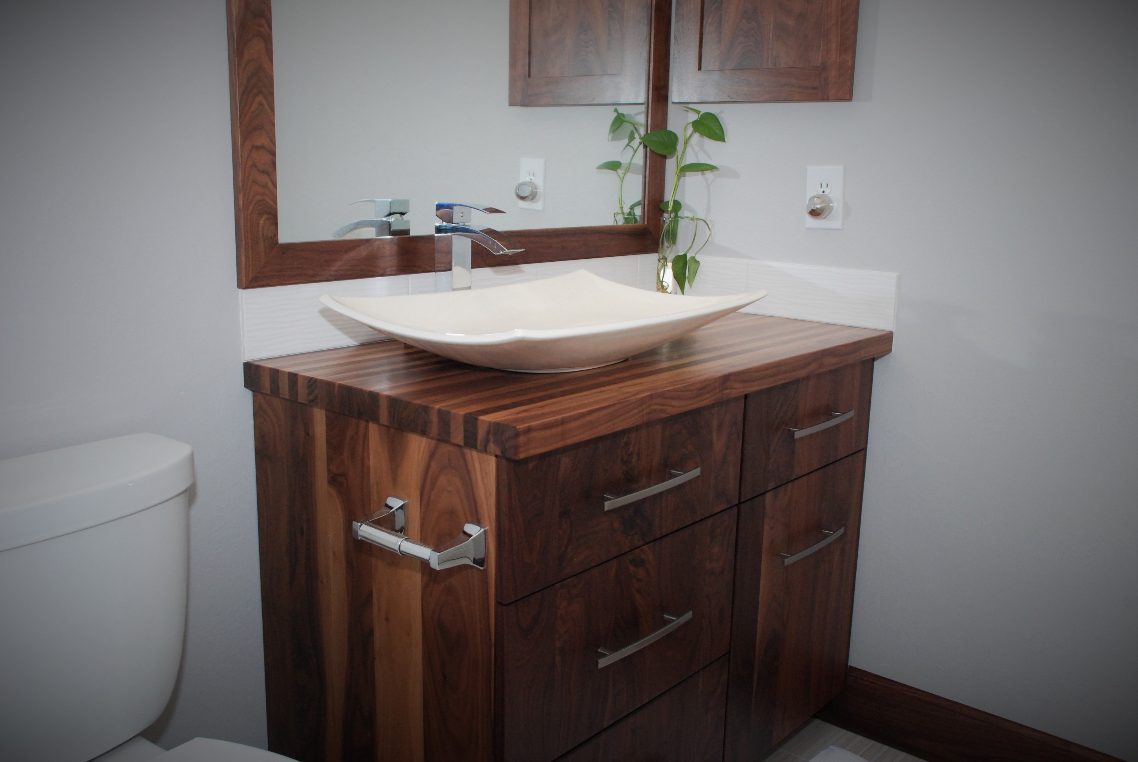 Custom All Walnut Bathroom Vanity Belak Woodworking Llc with regard to proportions 3872 X 2592