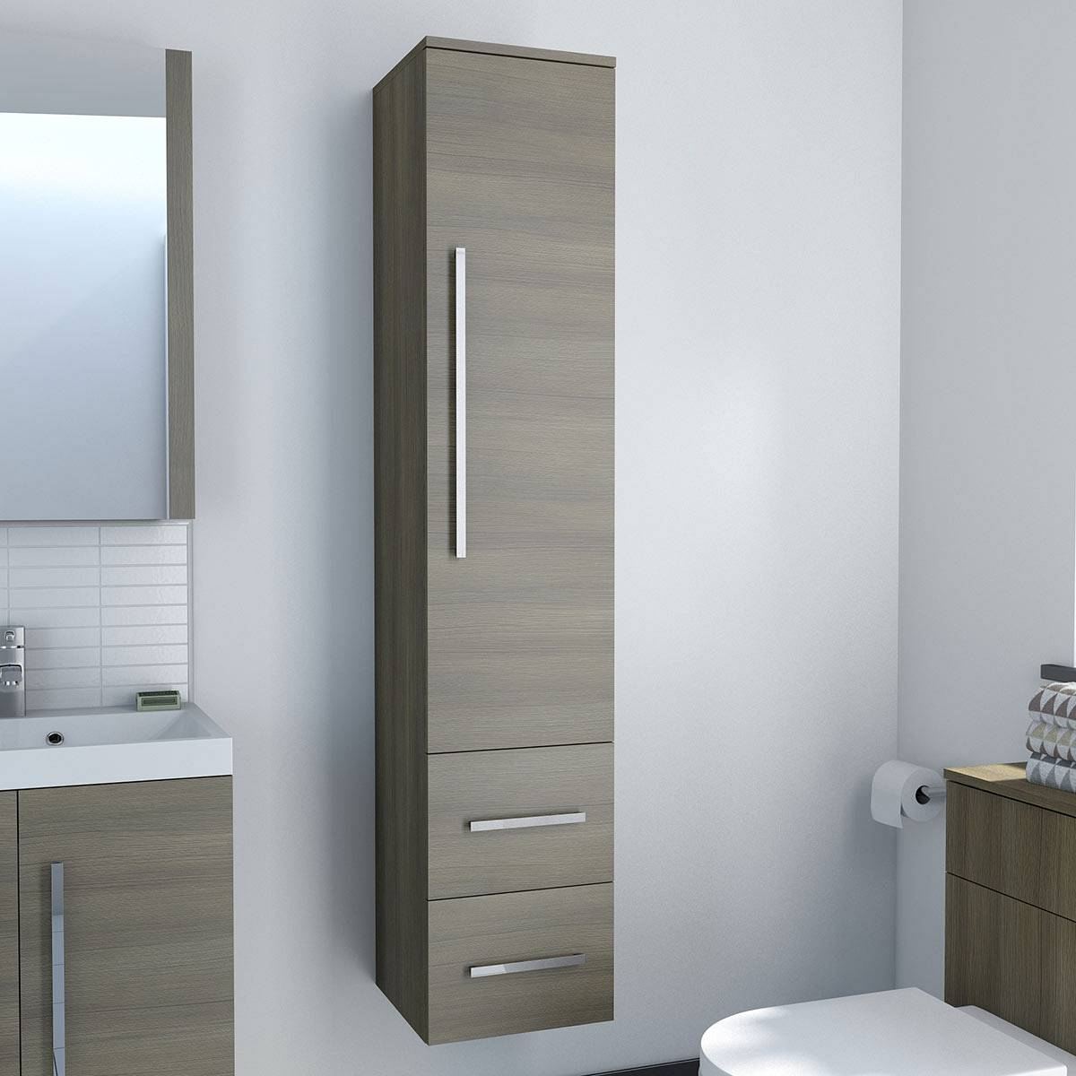 Cute Narrow Bathroom Cabinets Vanity Home Designs Gallery Wall for size 1200 X 1200