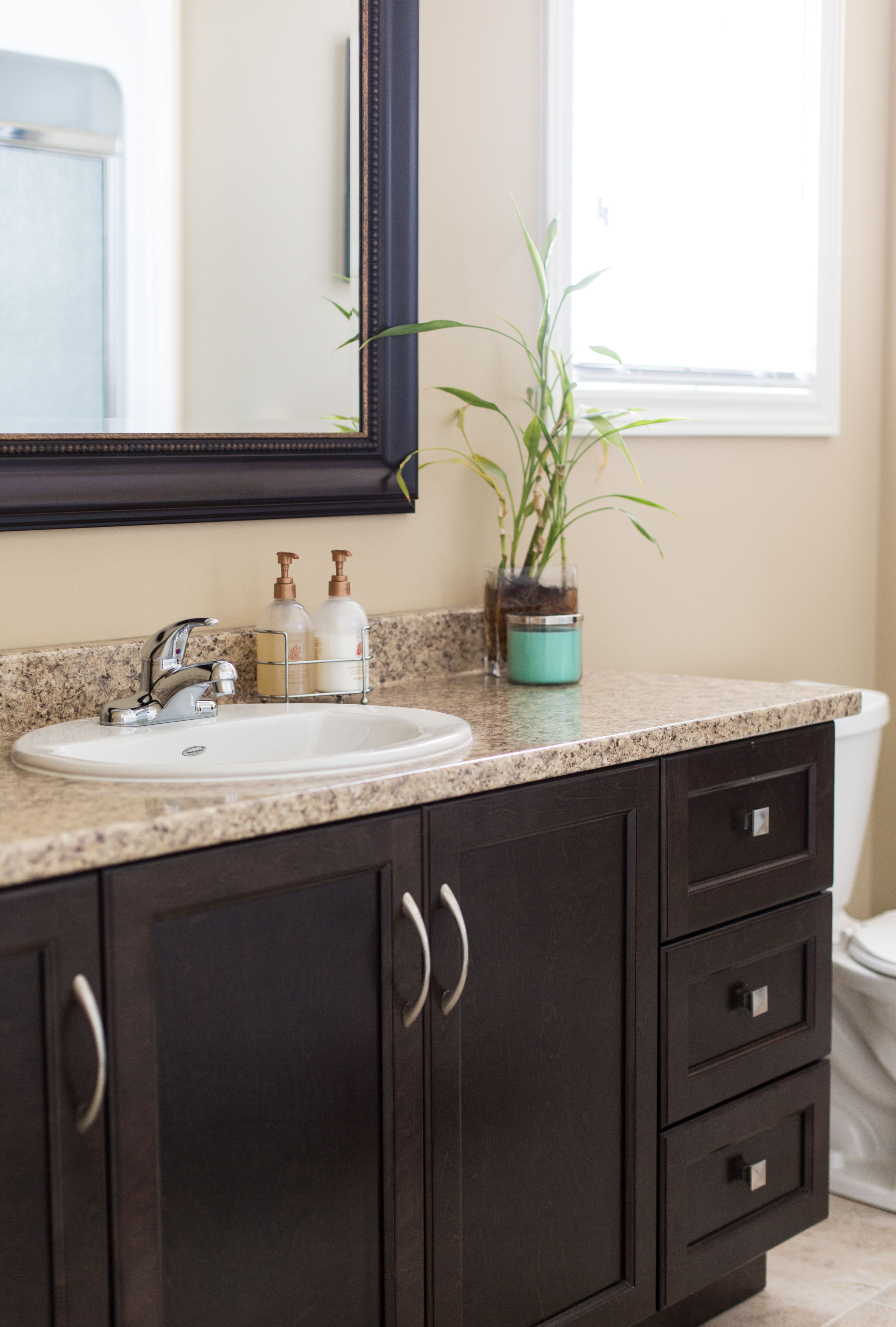 Dark Brown Cabinets With A Granite Countertop Beautifully with proportions 3710 X 5494