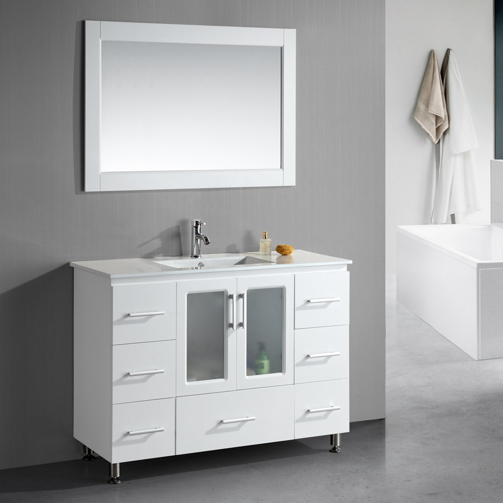 Dcor Design Pratt 48 Single Modern Bathroom Vanity Set With Mirror in size 986 X 986