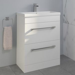 Details About 600mm Bathroom Vanity Unit Basin Drawer Storage Cabinet Furniture Gloss White regarding sizing 1500 X 1500