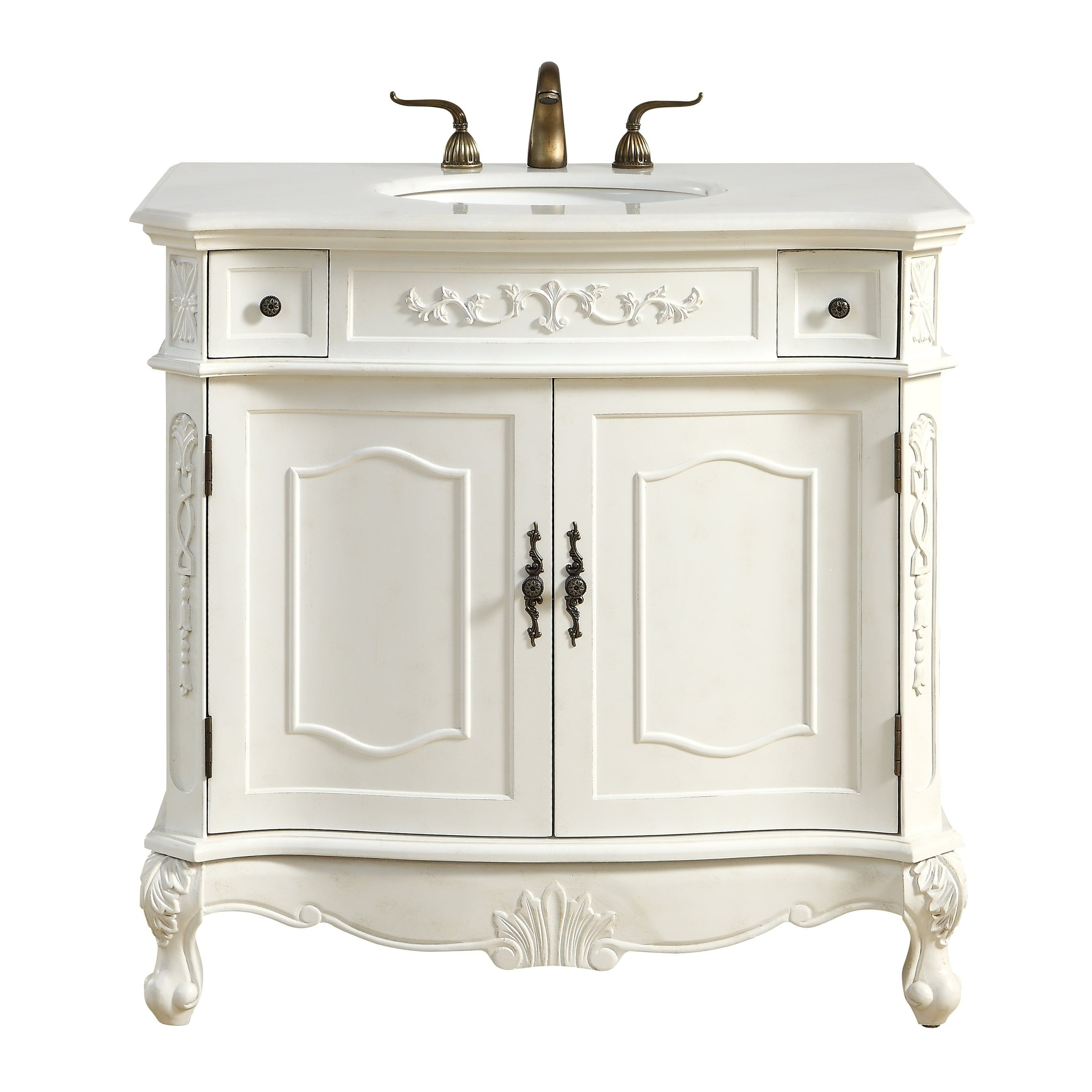 Elegant 36 In Single Bathroom Vanity Set In Antique White Size in sizing 2740 X 2740