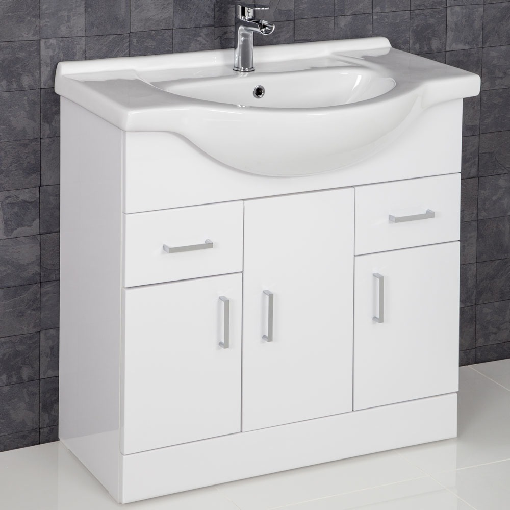 Essence White Gloss Bathroom Sink Cabinet 850mm Width within sizing 1000 X 1000