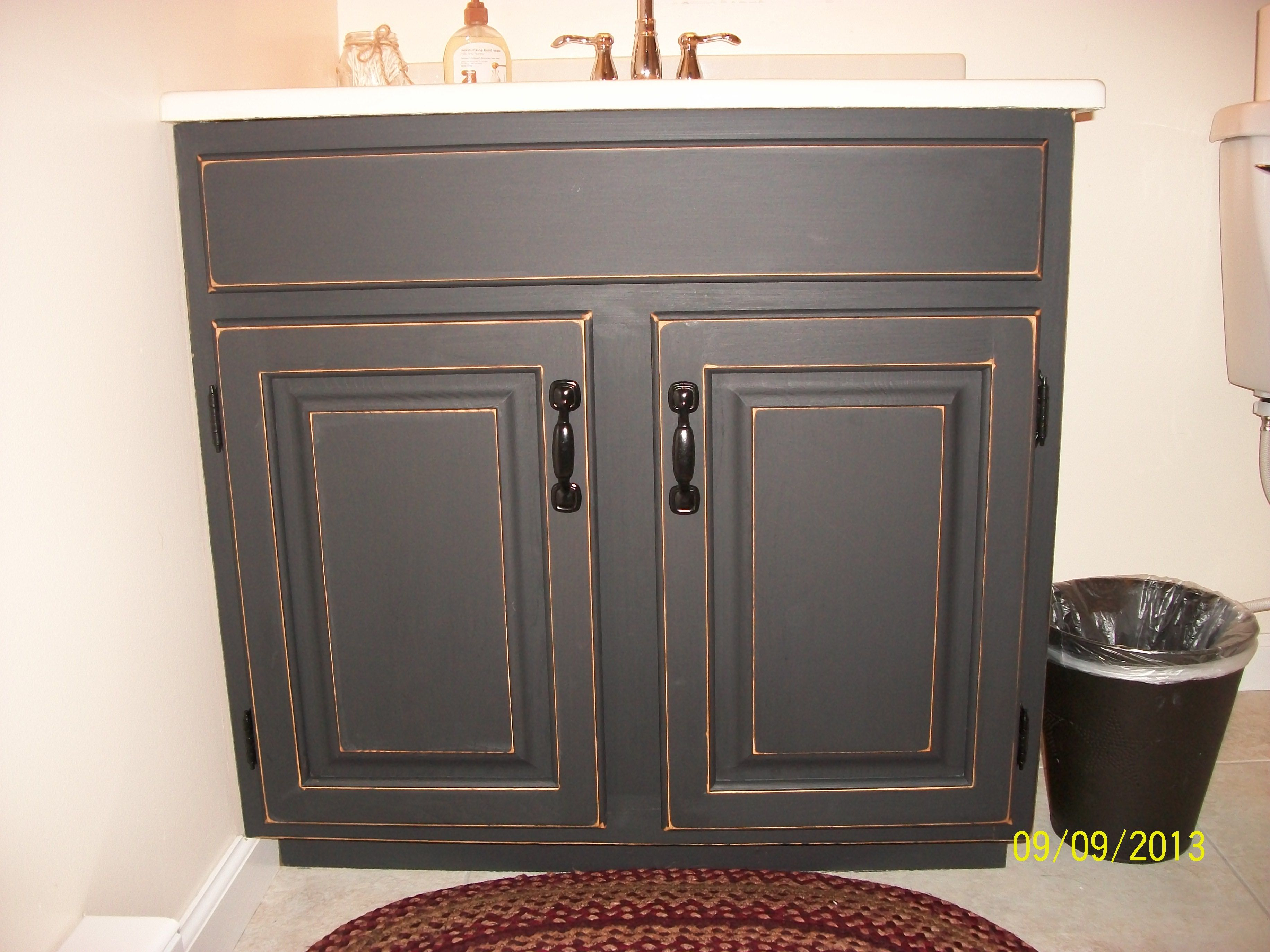 Finished Bathroom Vanity Cabinet With Black Chalkboard Paint Then in measurements 3664 X 2748