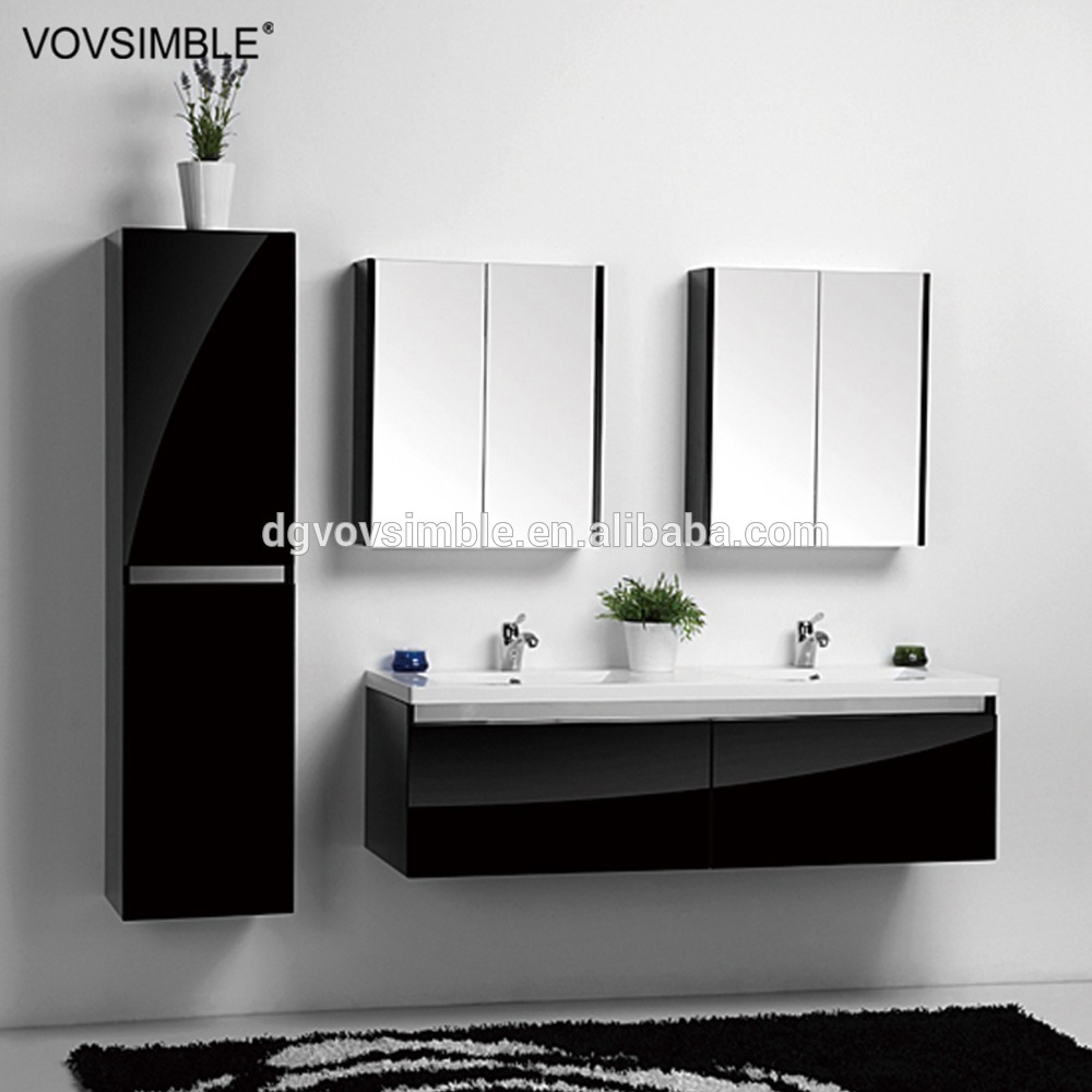 Floating Bathroom Vanity Cabinethigh Gloss Black Finish Bathroom inside proportions 1000 X 1000