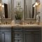 French Country Bathroom Gray Washed Cabinets Mirrors With Painted throughout size 980 X 1470