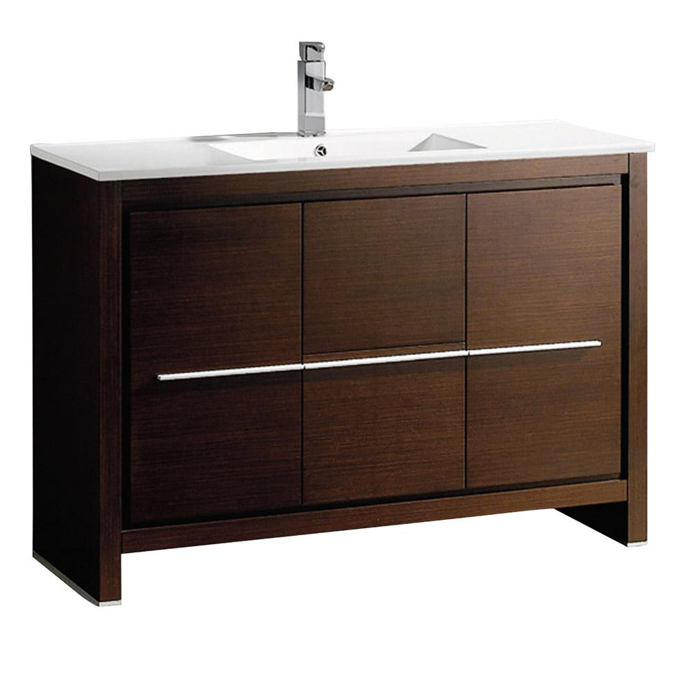Fresca Allier 48 In Bath Vanity In Wenge Brown With Ceramic Vanity pertaining to dimensions 1000 X 1000