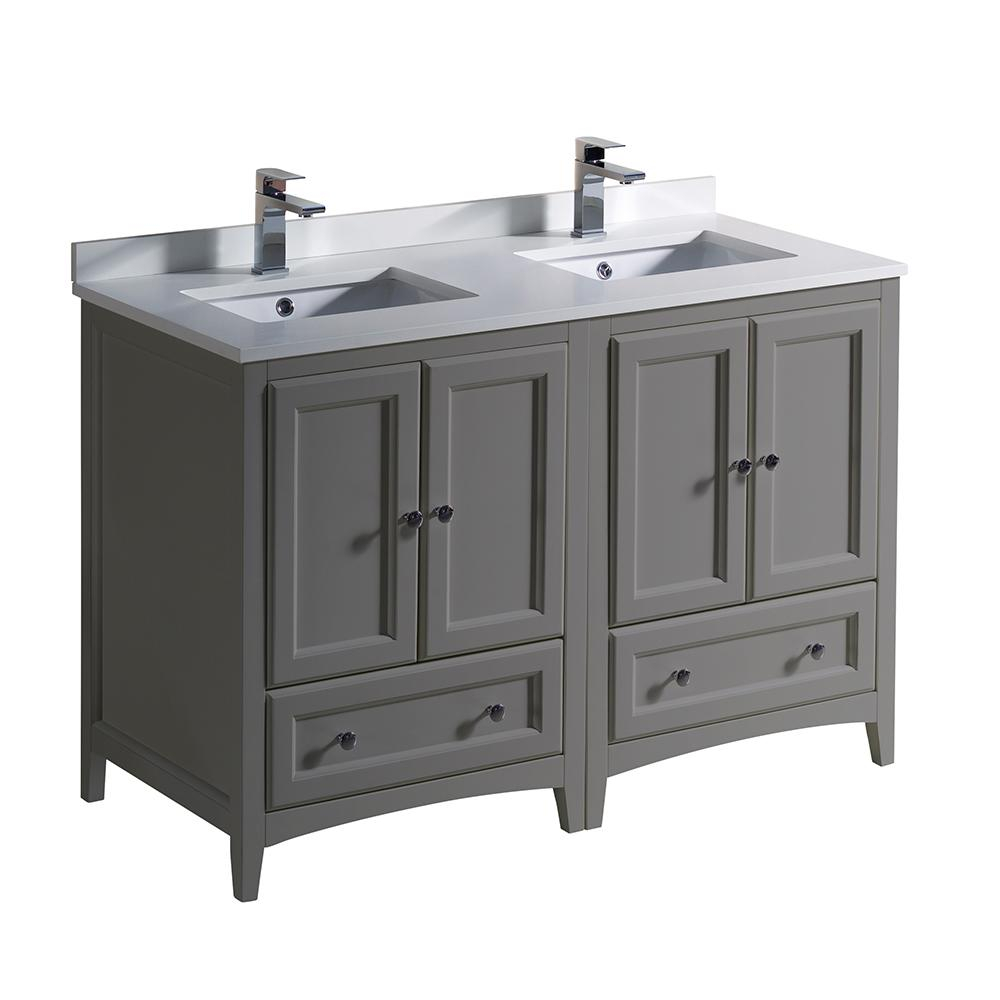 Fresca Oxford 48 In Traditional Double Bath Vanity In Gray With throughout measurements 1000 X 1000