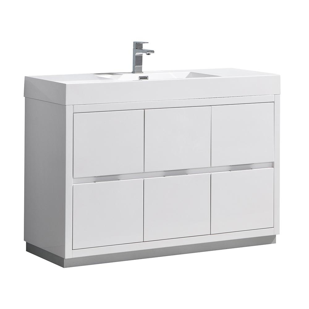 Fresca Valencia 48 In W Bathroom Vanity In Glossy White With Double Acrylic Vanity Top In White inside measurements 1000 X 1000