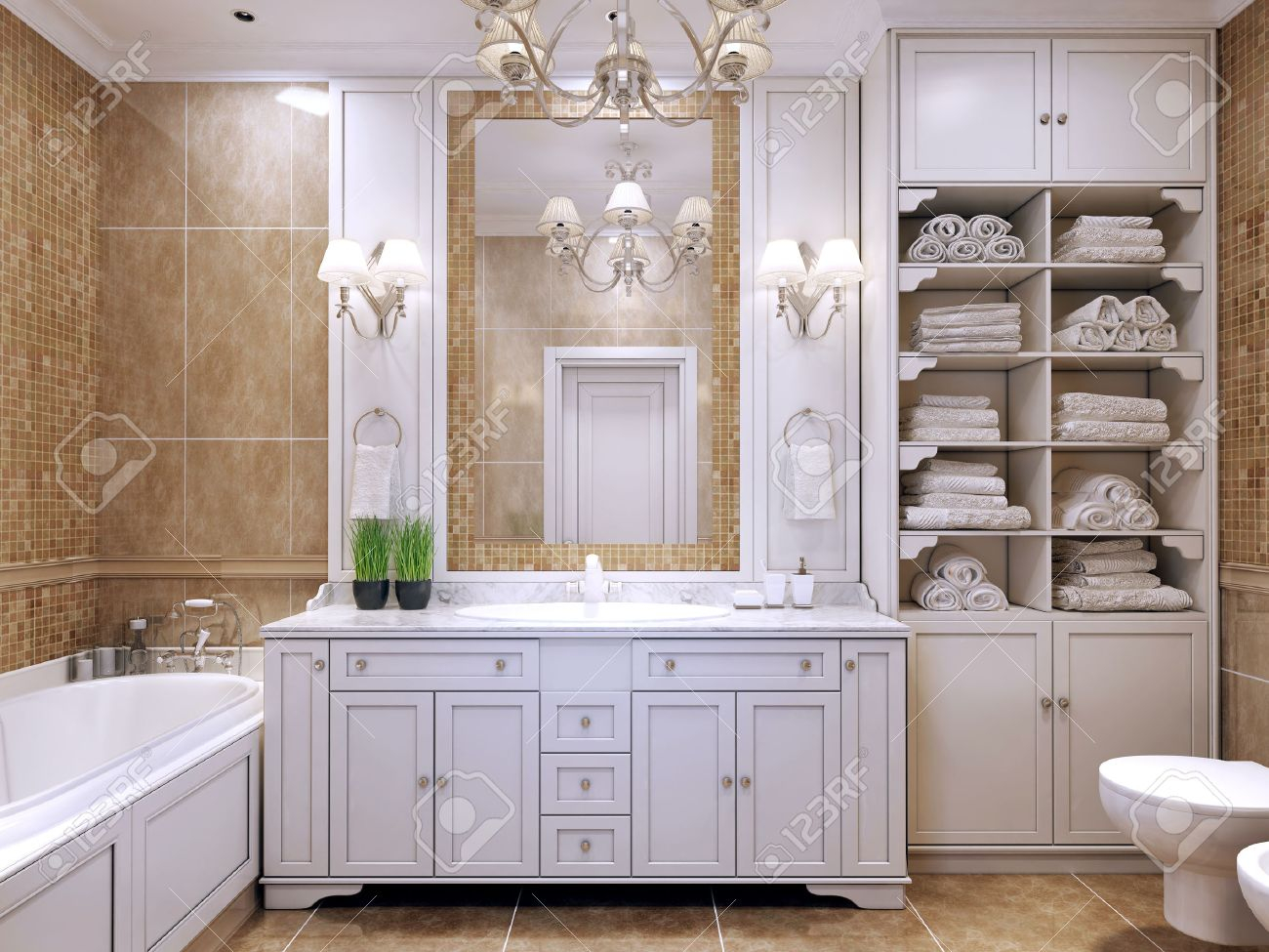 Furniture In Classic Bathroom Cream Colored Bathroom With White within measurements 1300 X 975