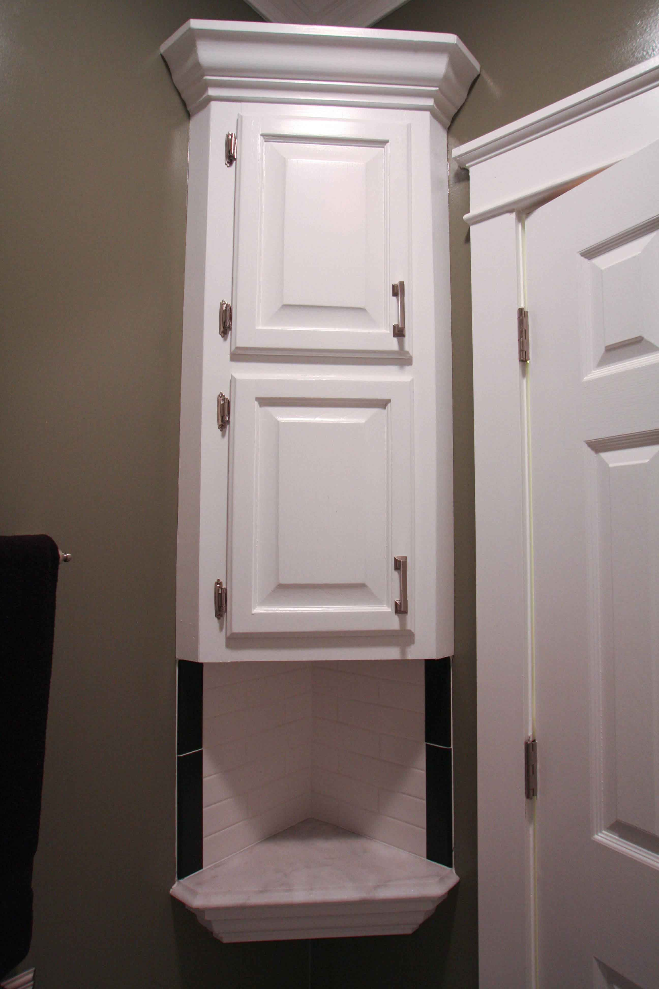 Furniture White Wooden Corner Floating Bathroom Cabinet With Double for proportions 2592 X 3888