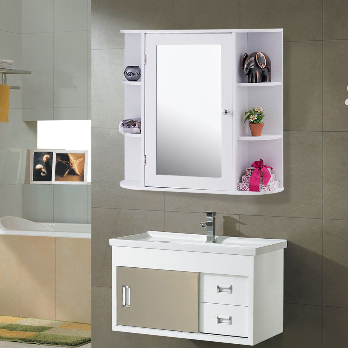 Giantex Multipurpose Mount Wall Surface Bathroom Storage Cabinet throughout proportions 1200 X 1200