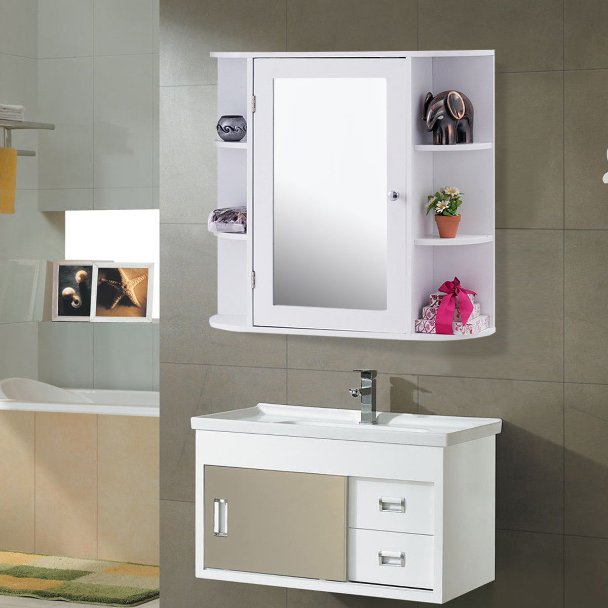 Giantex Multipurpose Mount Wall Surface Bathroom Storage Cabinet within dimensions 1200 X 1200