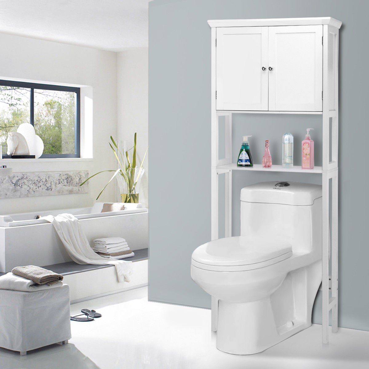 Giantex Toilet Storage Space Saver Towel Rack Shelf Modern Bathroom Cabinet Home Furniture Hw57023 pertaining to size 1200 X 1200
