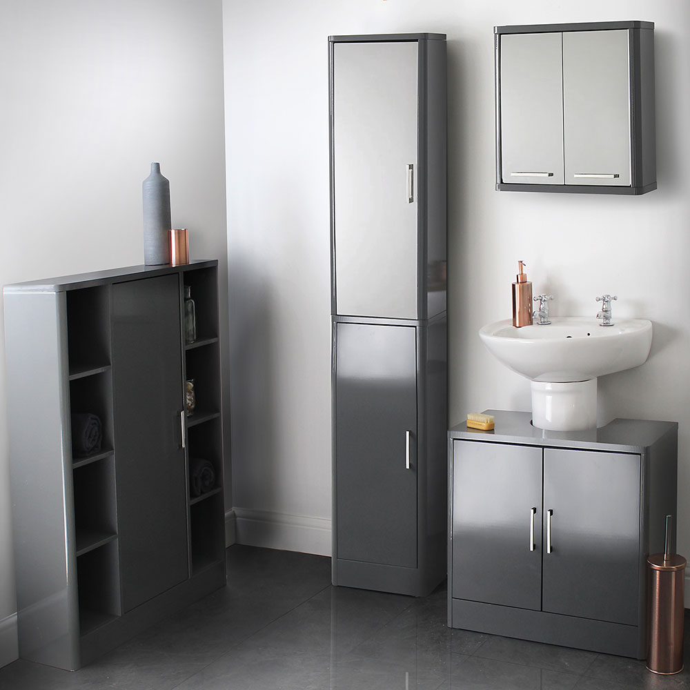 Grey Gloss Bathroom Furniture Suite House Homestyle for dimensions 1000 X 1000