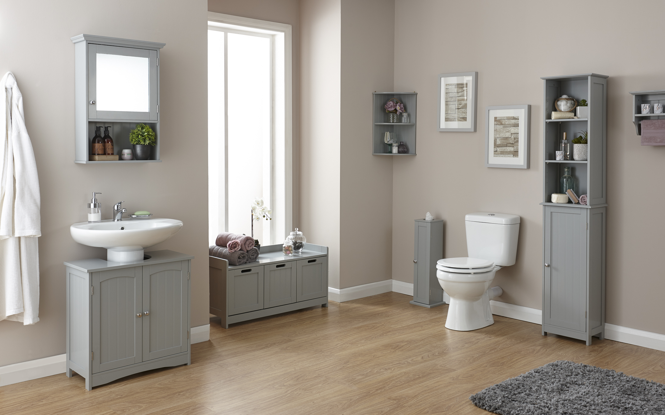 Grey Wood Bathroom Furniture Colonial Range Cupboards Storage for size 2200 X 1372