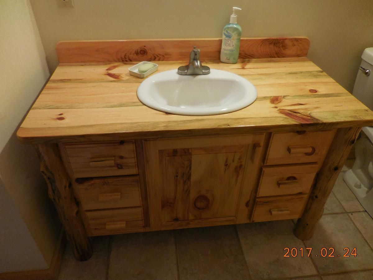 Hand Made Knotty Pine Bathroom Vanity Harrys Cabin Furniture in dimensions 1200 X 900