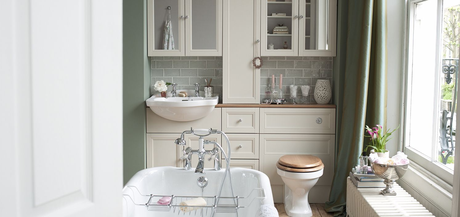 Heritage Classic Bathroom Furniture In An Oyster Finish Heritage with dimensions 1494 X 705