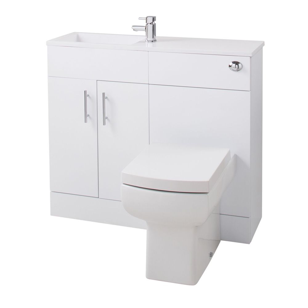 Jupiter Slimline Gloss White 995mm Vanity Unit Furniture Suite With Reversible Basin Slfp within measurements 1000 X 1000